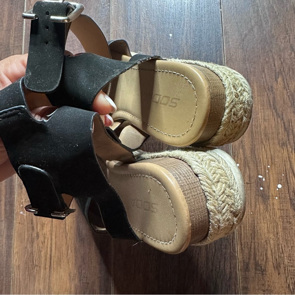 Soda Black Espadrille Sandals with Ankle Strap - Picture 2 of 4